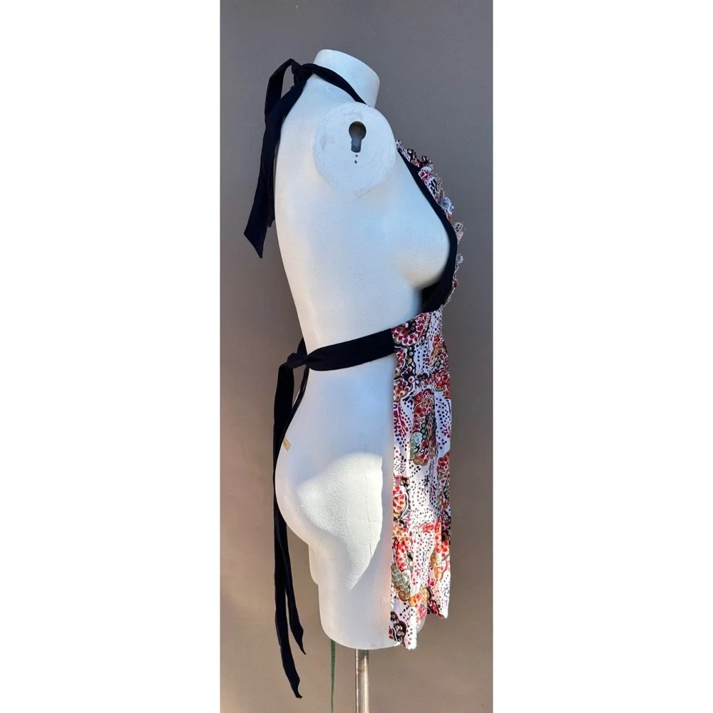 Anthropologie Cotton Halter Apron Ruffles Tiered Full Size Pockets Multicolor